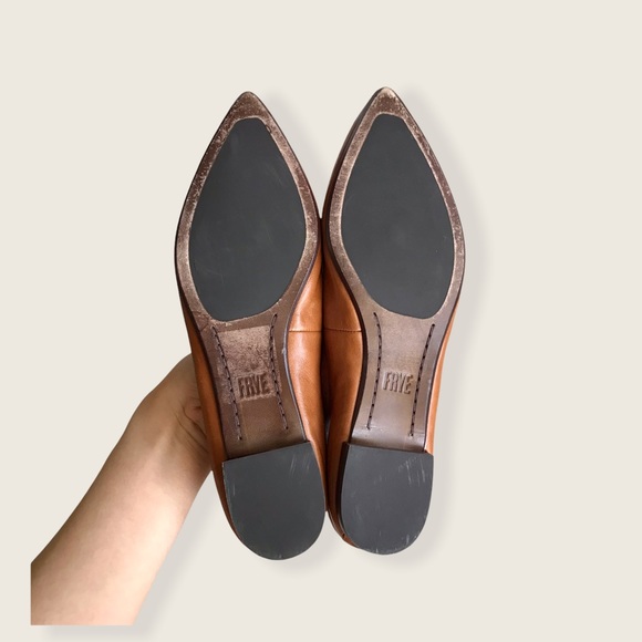 Frye Sienna Cognac Leather Ballet Pointed Flats - Picture 14 of 16